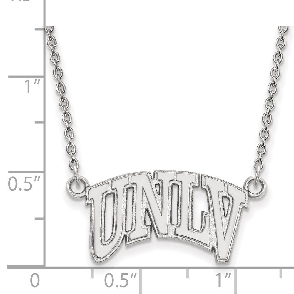Sterling Silver Rhodium-plated LogoArt University of Nevada-Las Vegas U-N-L-V Small Pendant 18 inch Necklace