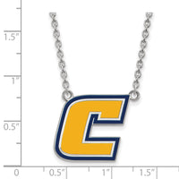 Sterling Silver Rhodium-plated LogoArt University of Tennessee at Chattanooga Letter C Large Enameled Pendant 18 inch Necklace