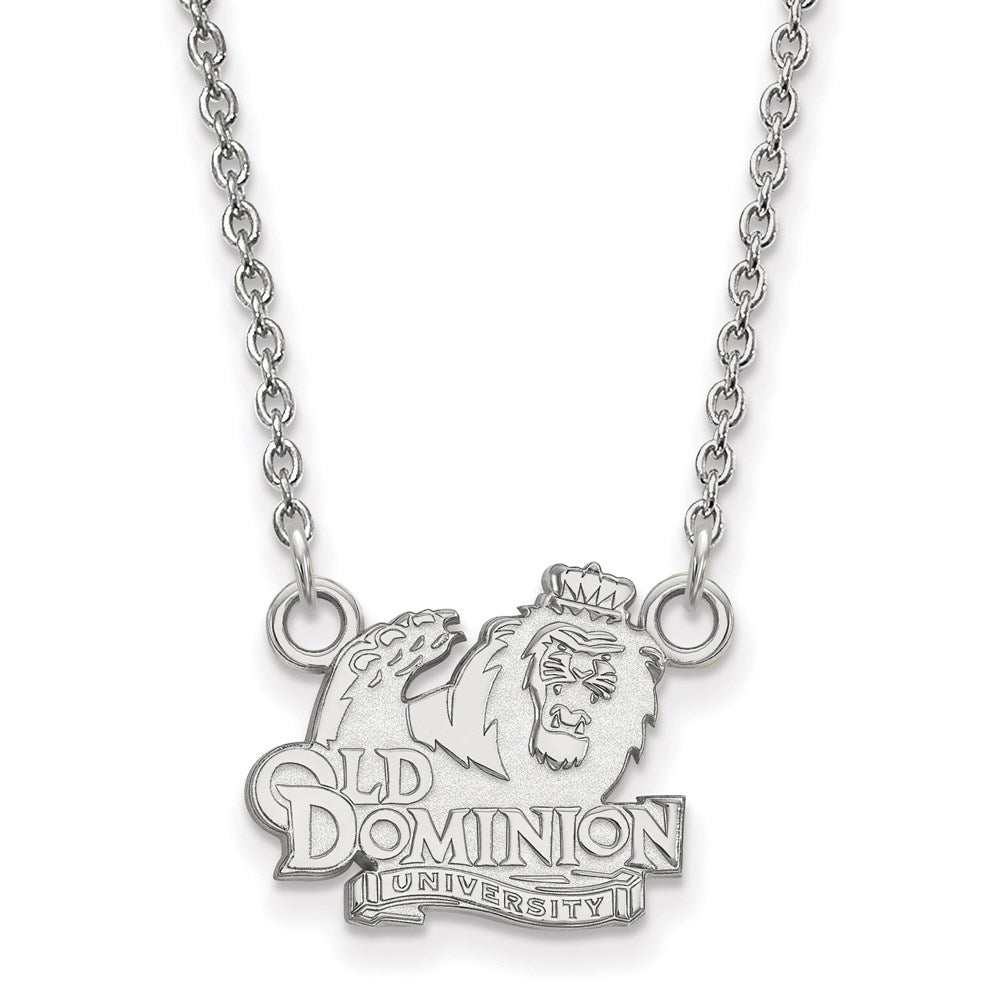 Sterling Silver Rhodium-plated LogoArt Old Dominion University Small Pendant 18 inch Necklace