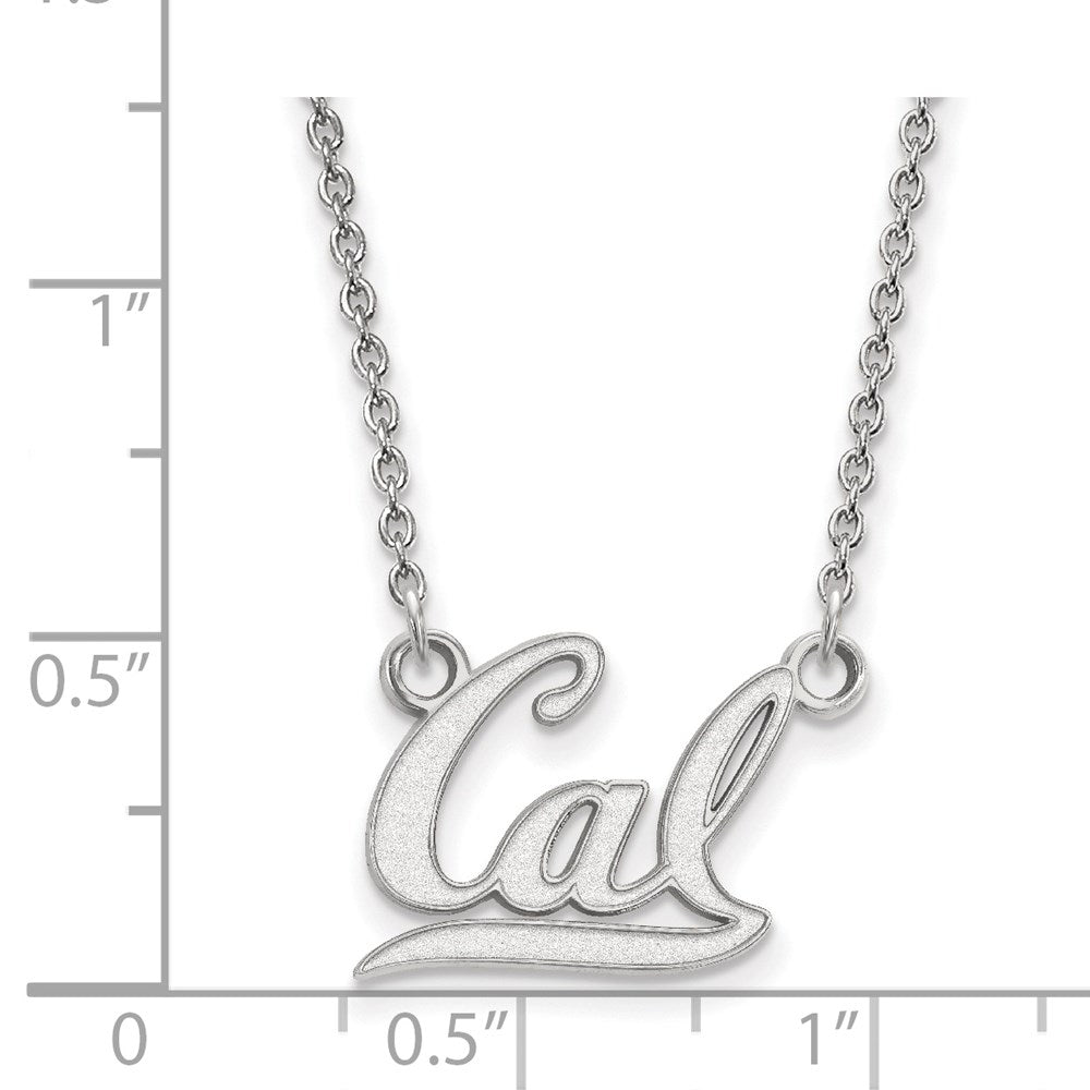 Sterling Silver Rhodium-plated LogoArt University of California Berkeley Small Pendant 18 inch Necklace
