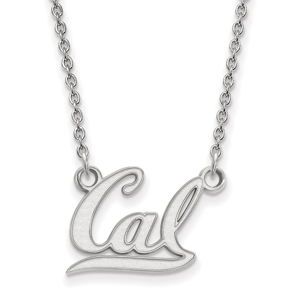 Sterling Silver Rhodium-plated LogoArt University of California Berkeley Small Pendant 18 inch Necklace