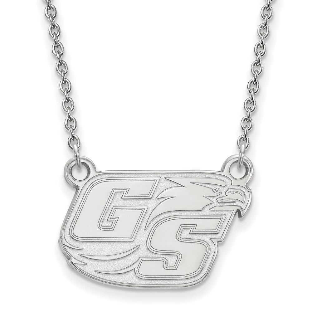 Sterling Silver Rhodium-plated LogoArt Georgia Southern University Small Pendant 18 inch Necklace