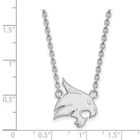 14k White Gold LogoArt Texas State University Bobcat Large Pendant 18 inch Necklace