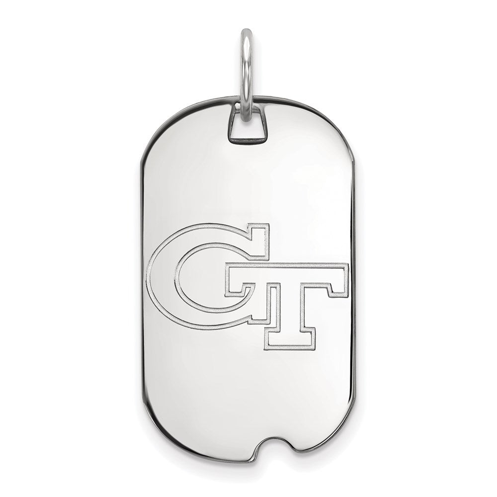 14k White Gold  Georgia Institute of Technology Small Dog Tag