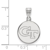 14k White Gold  Georgia Tech G-T Medium Disc Pendant