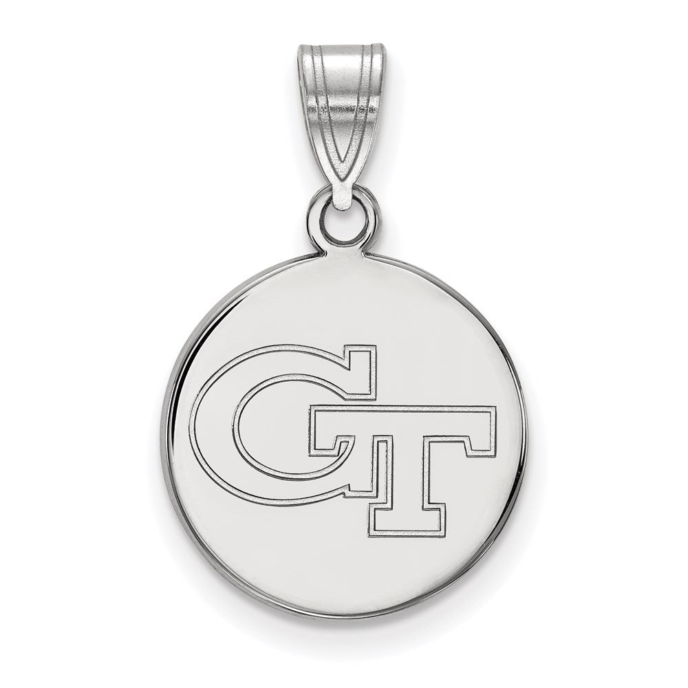 14k White Gold  Georgia Tech G-T Medium Disc Pendant