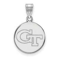 14k White Gold  Georgia Tech G-T Medium Disc Pendant