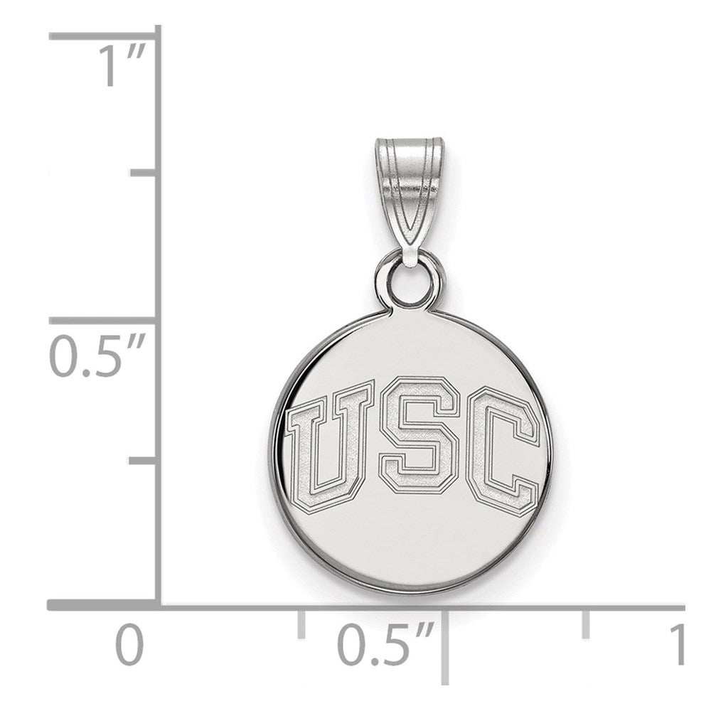 14k White Gold U. of Southern California Small Disc Pendant