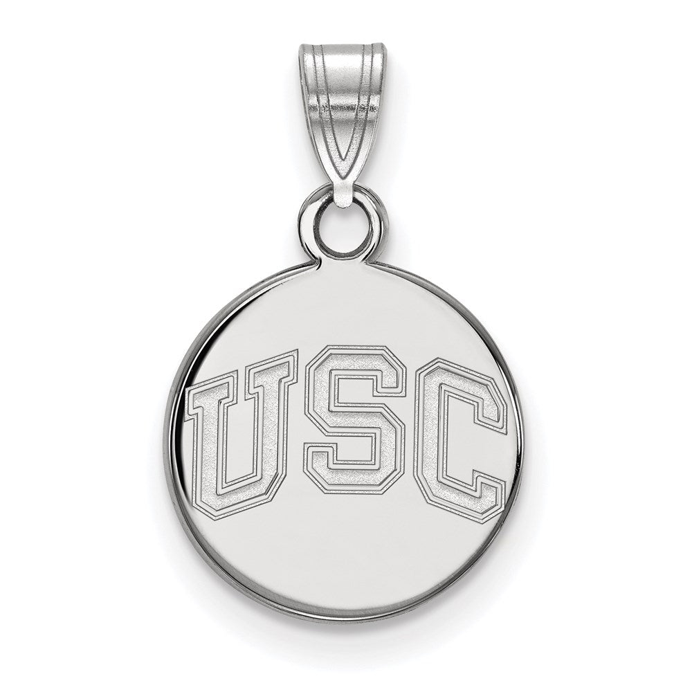 14k White Gold U. of Southern California Small Disc Pendant