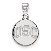 14k White Gold U. of Southern California Small Disc Pendant
