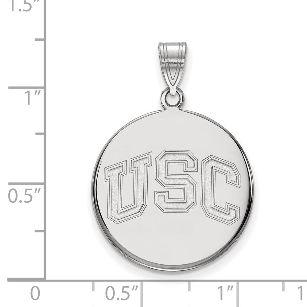 14k White Gold University of Southern California Large Disc Pendant