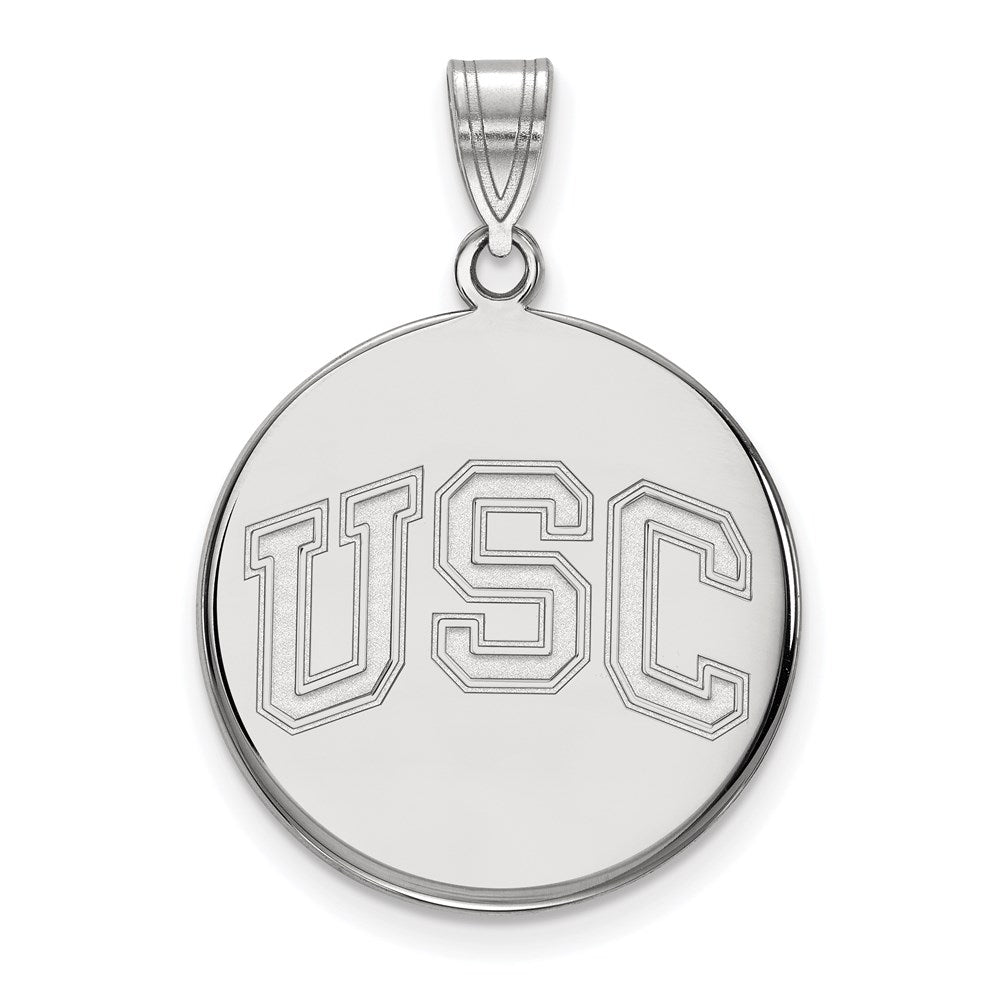 14k White Gold University of Southern California Large Disc Pendant