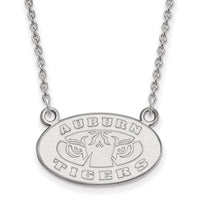 14k White Gold  Auburn Tigers Small Pendant Necklace