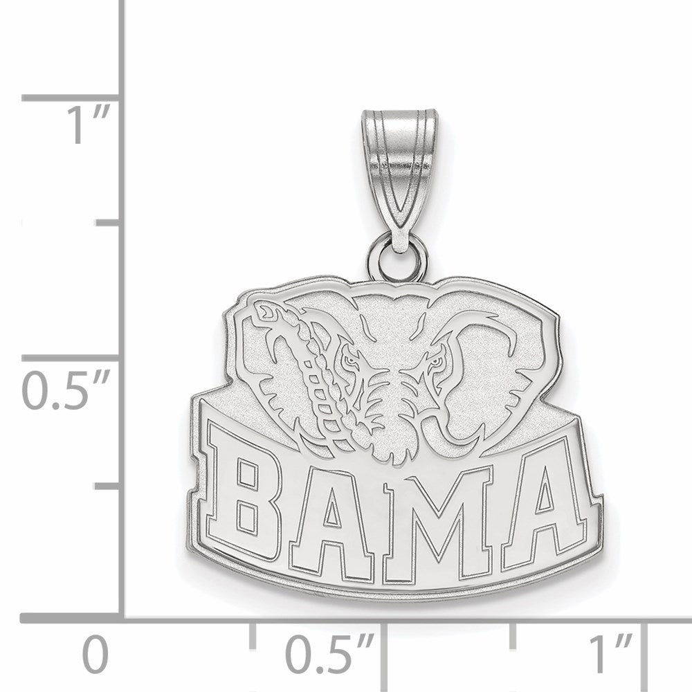 14k White Gold  University of Alabama Elephant Medium Pendant