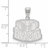 14k White Gold  University of Alabama Elephant Medium Pendant