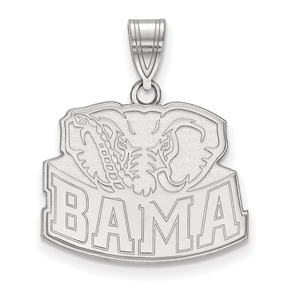 14k White Gold  University of Alabama Elephant Medium Pendant