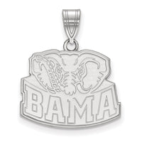 14k White Gold  University of Alabama Elephant Medium Pendant