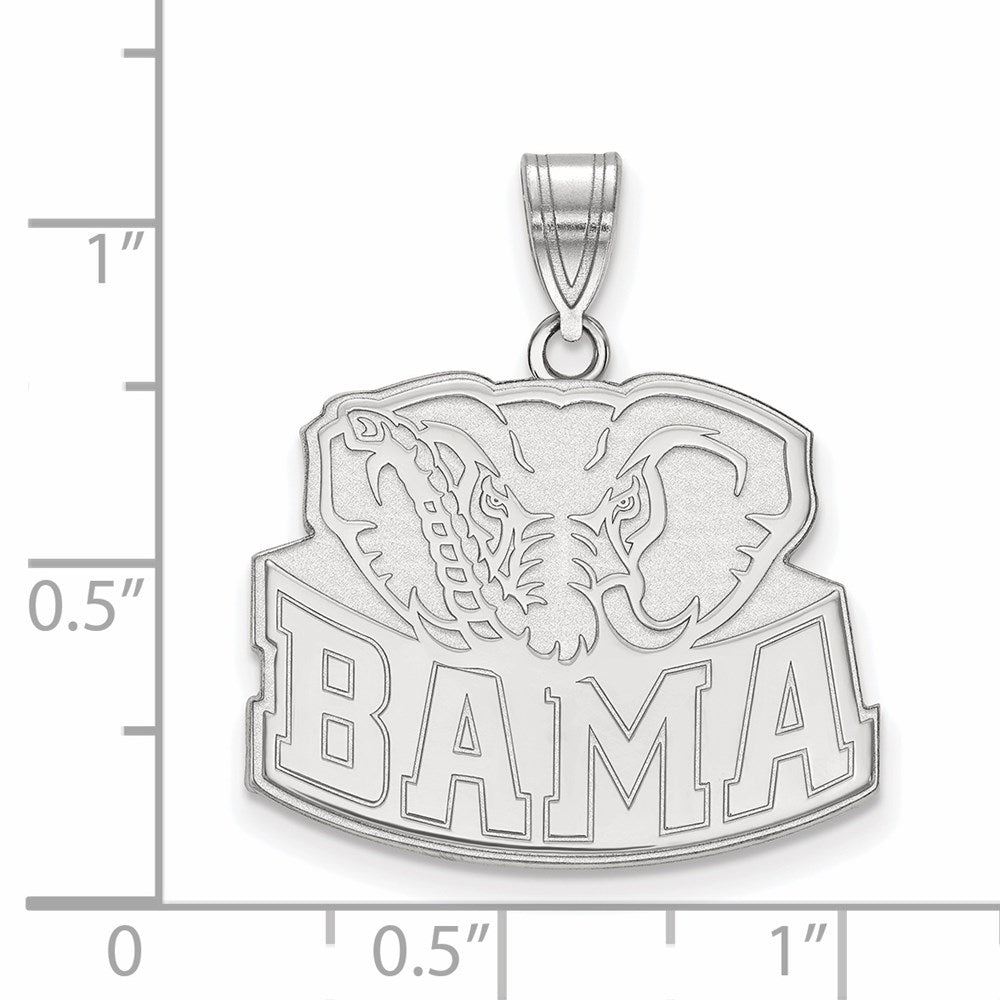 14k White Gold  University of Alabama Elephant Large Pendant