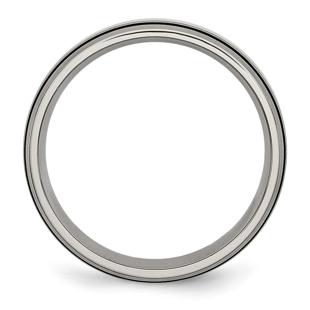 Titanium Antiqued Brushed Center Sterling Silver Inlay 6mm Grooved Ban ...