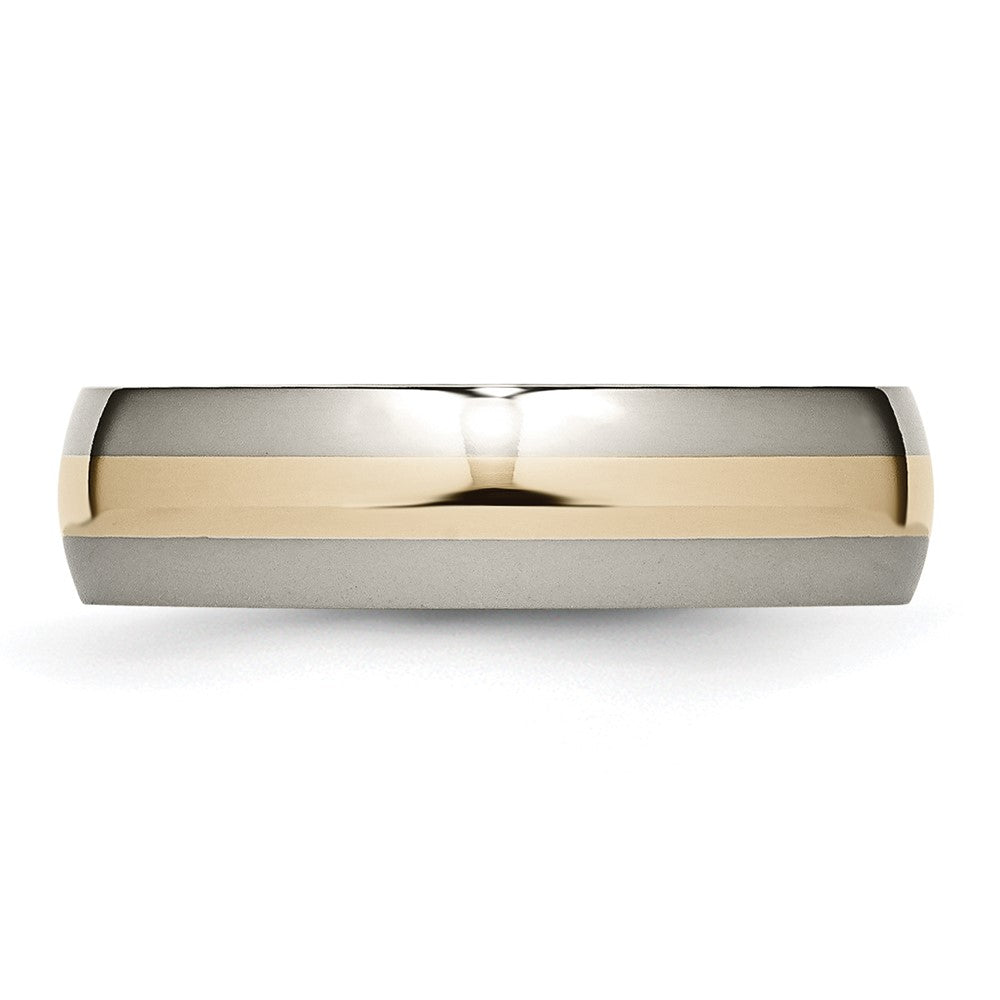 Titanium Polished w/14k Yellow Inlay 6mm Band