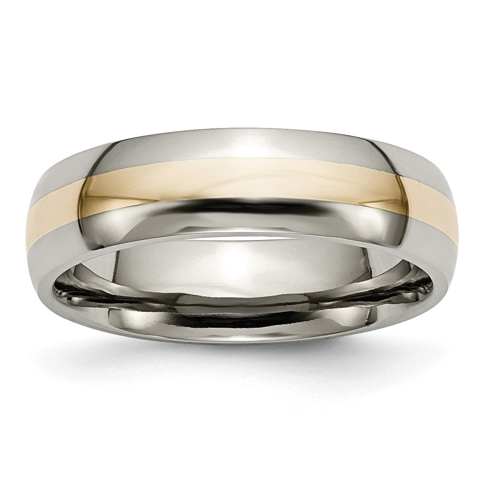 Titanium Polished w/14k Yellow Inlay 6mm Band
