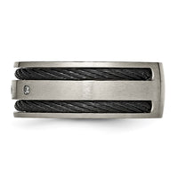 Titanium Brushed Black IP-plated Cable 1/20ct Diamond 10mm Band