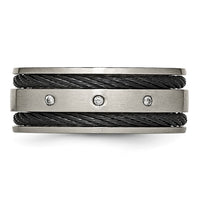 Titanium Brushed Black IP-plated Cable 1/20ct Diamond 10mm Band