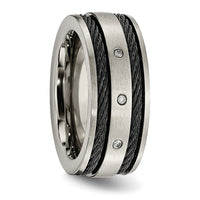 Titanium Brushed Black IP-plated Cable 1/20ct Diamond 10mm Band