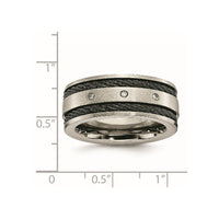 Titanium Brushed Black IP-plated Cable 1/20ct Diamond 10mm Band