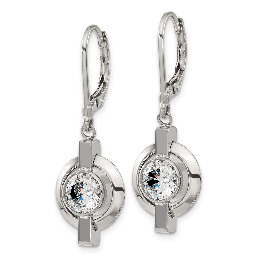 Titanium Polished CZ Leverback Earrings