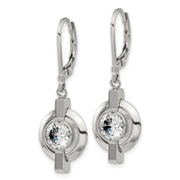 Titanium Polished CZ Leverback Earrings