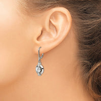 Titanium Polished CZ Leverback Earrings