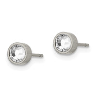 Titanium Brushed CZ 5mm Stud Earrings
