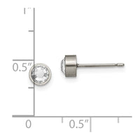 Titanium Brushed CZ 5mm Stud Earrings