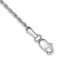 14K White Gold 6 inch 1.3mm Diamond-cut Machine Made Rope with Lobster Clasp Chain Chain