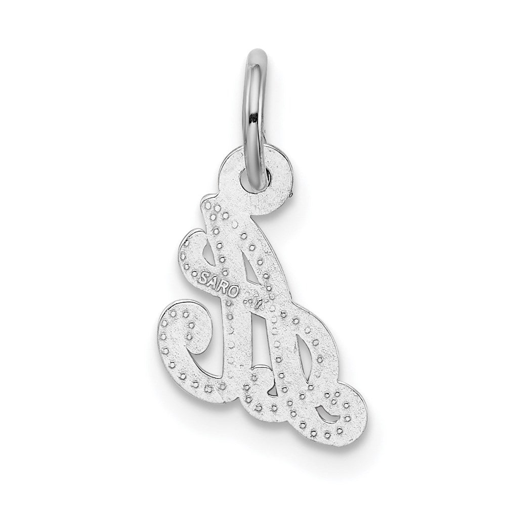 14KW White Gold Casted Script Letter A Initial Charm