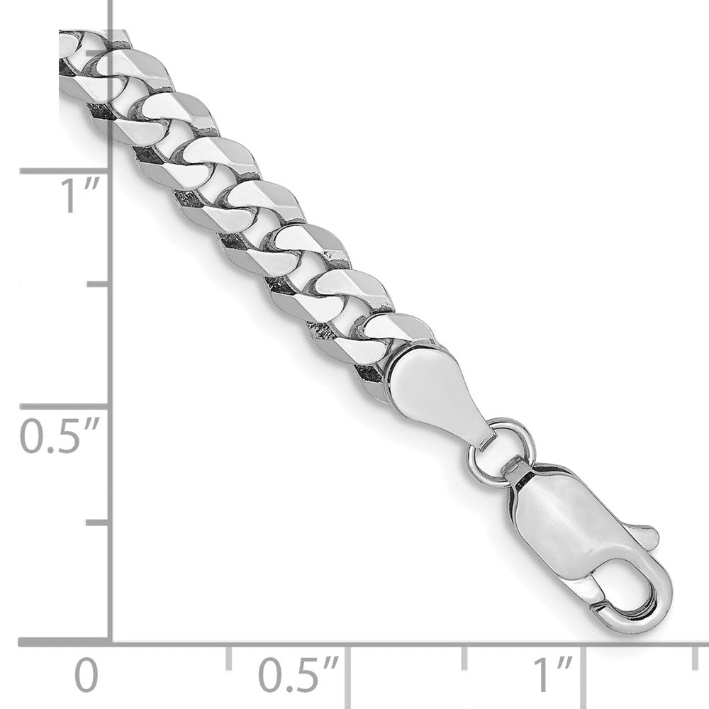 14K White Gold 7 inch 4.75mm Flat Beveled Curb with Lobster Clasp Bracelet