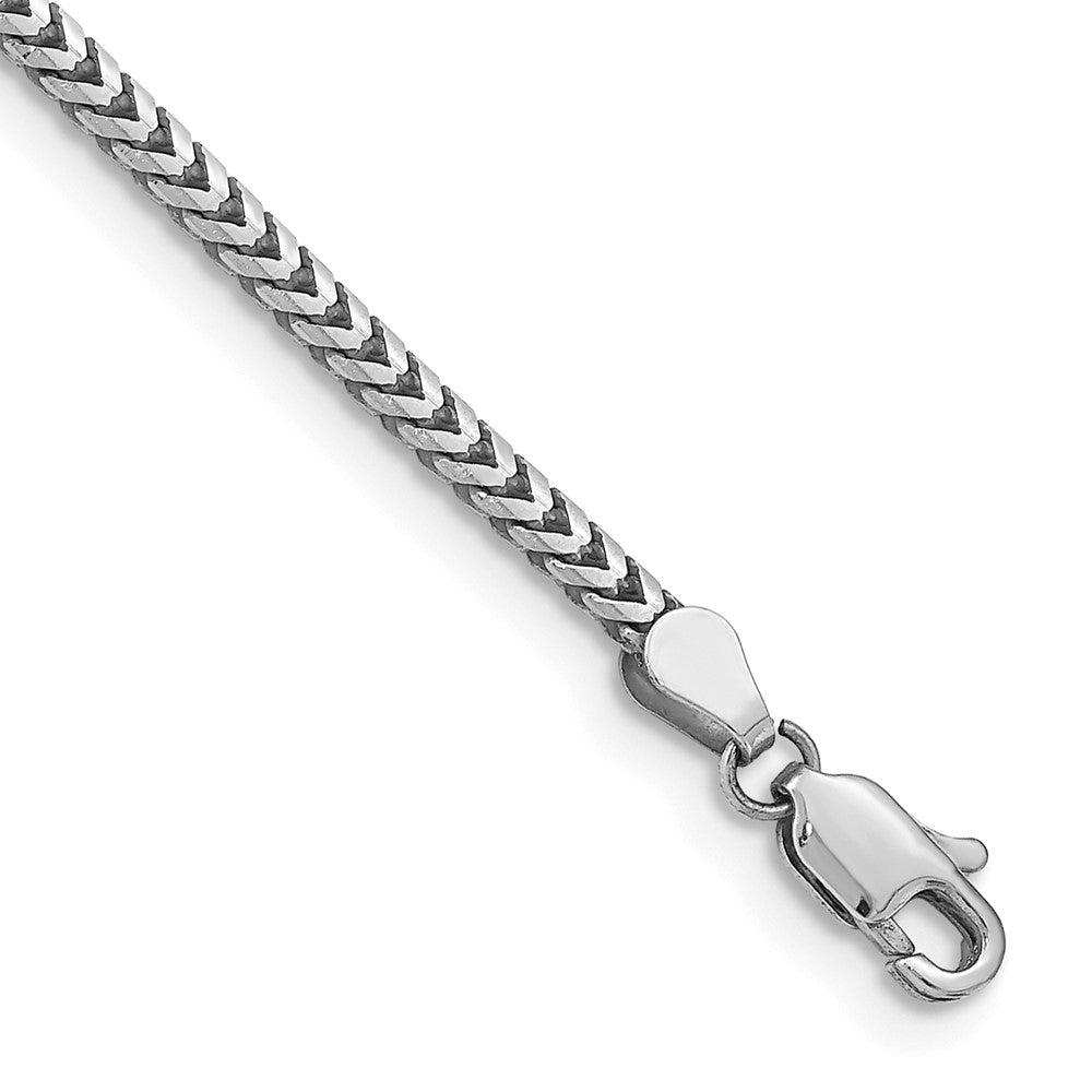 14K White Gold 7 inch 2.5mm Franco with Lobster Clasp Bracelet
