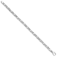 14K White Gold 7 inch 5.4mm Hand Polished and Satin Fancy S-Link with Fancy Lobster Clasp Bracelet