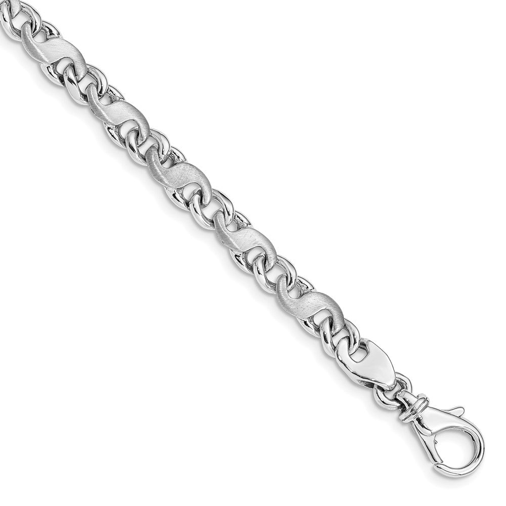 14K White Gold 7 inch 5.4mm Hand Polished and Satin Fancy S-Link with Fancy Lobster Clasp Bracelet