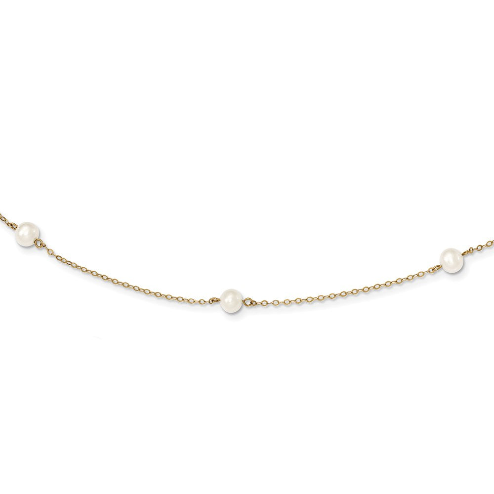 14K 5-6mm White Near Round Freshwater Cultured Pearl 7-Station Necklace