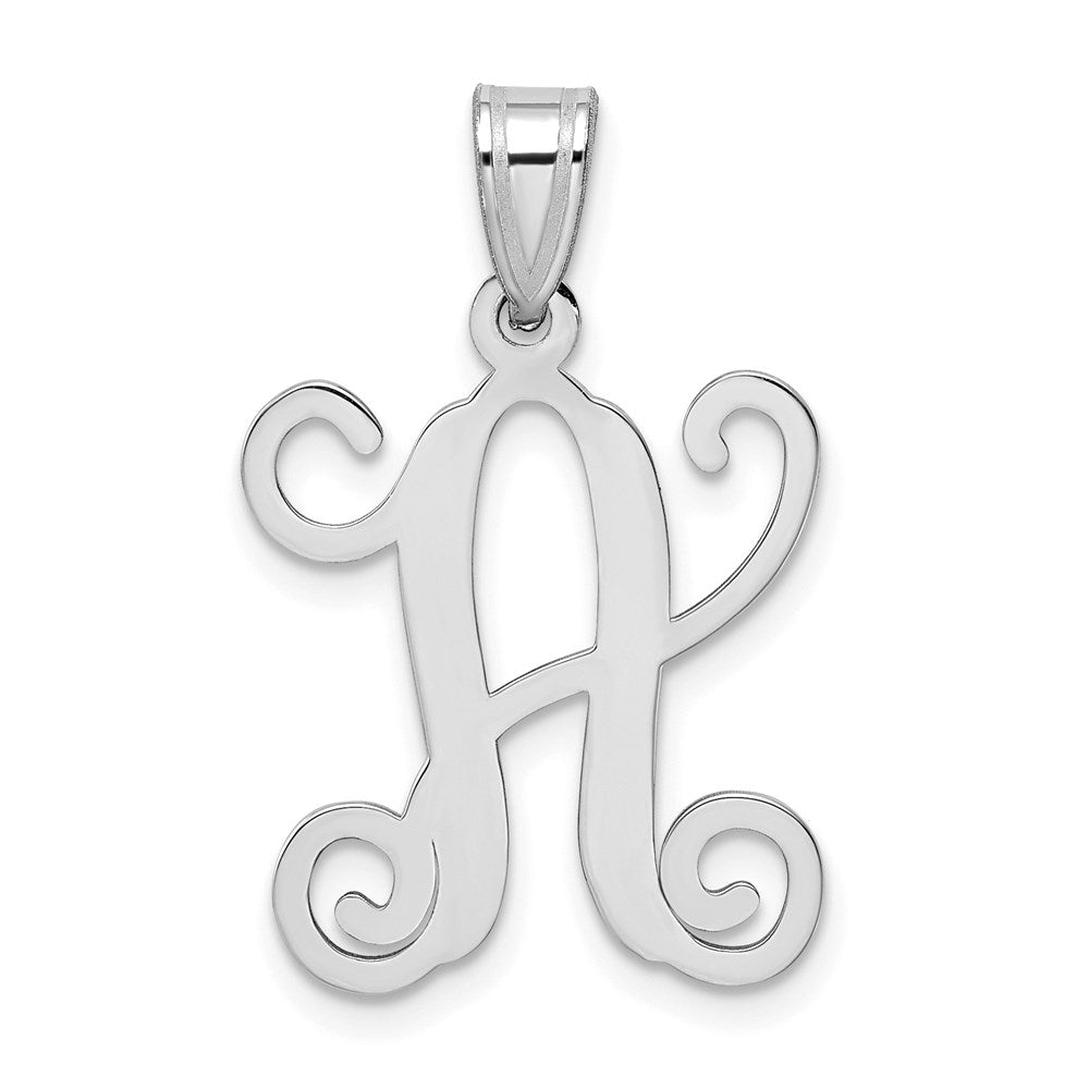 Sterling Silver Rhodium-plated Casted High Polished Initial Letter A Pendant