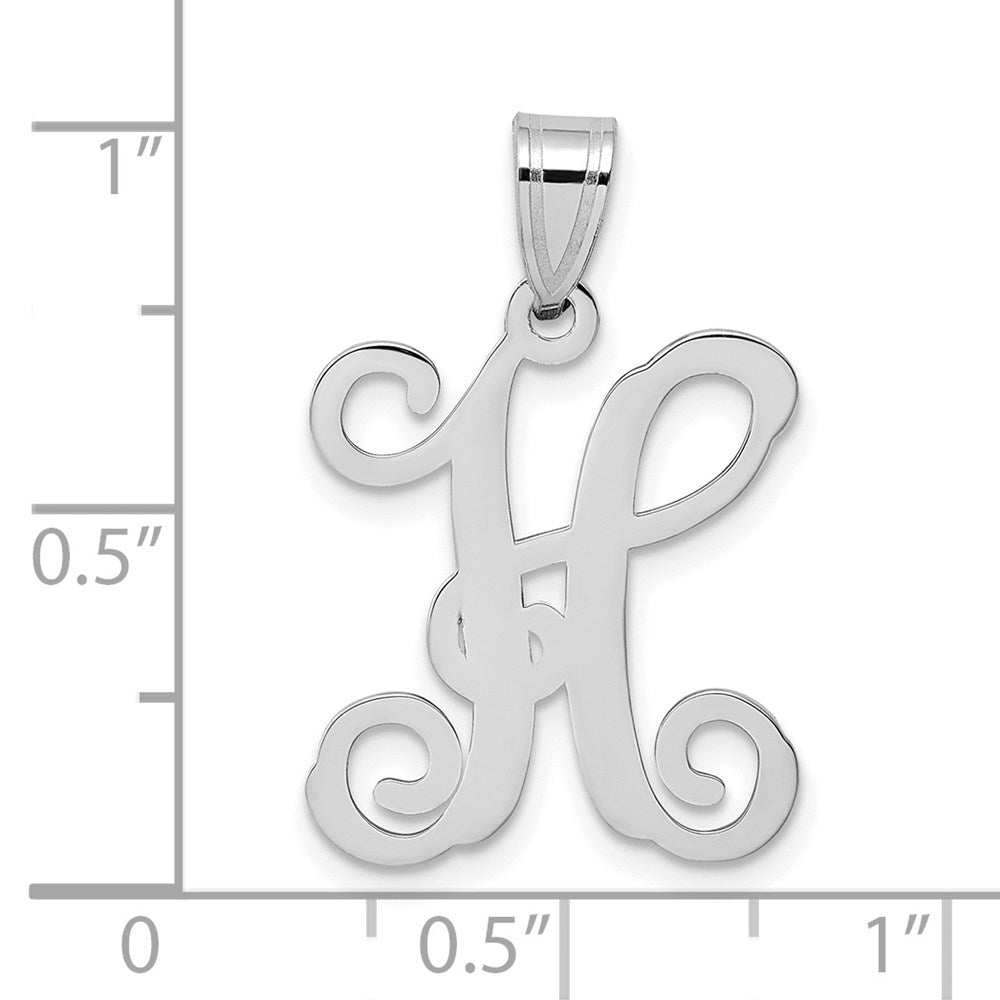 Sterling Silver Rhodium-plated Letter H Initial Pendant