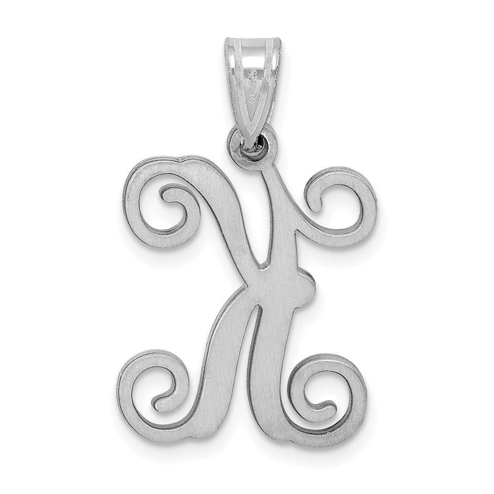 Sterling Silver Rhodium-plated Letter K Initial Pendant