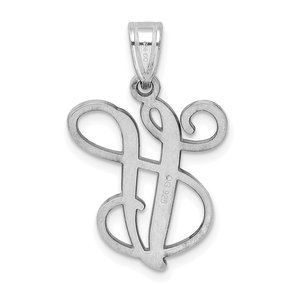Sterling Silver Rhodium-plated Letter V Initial Pendant