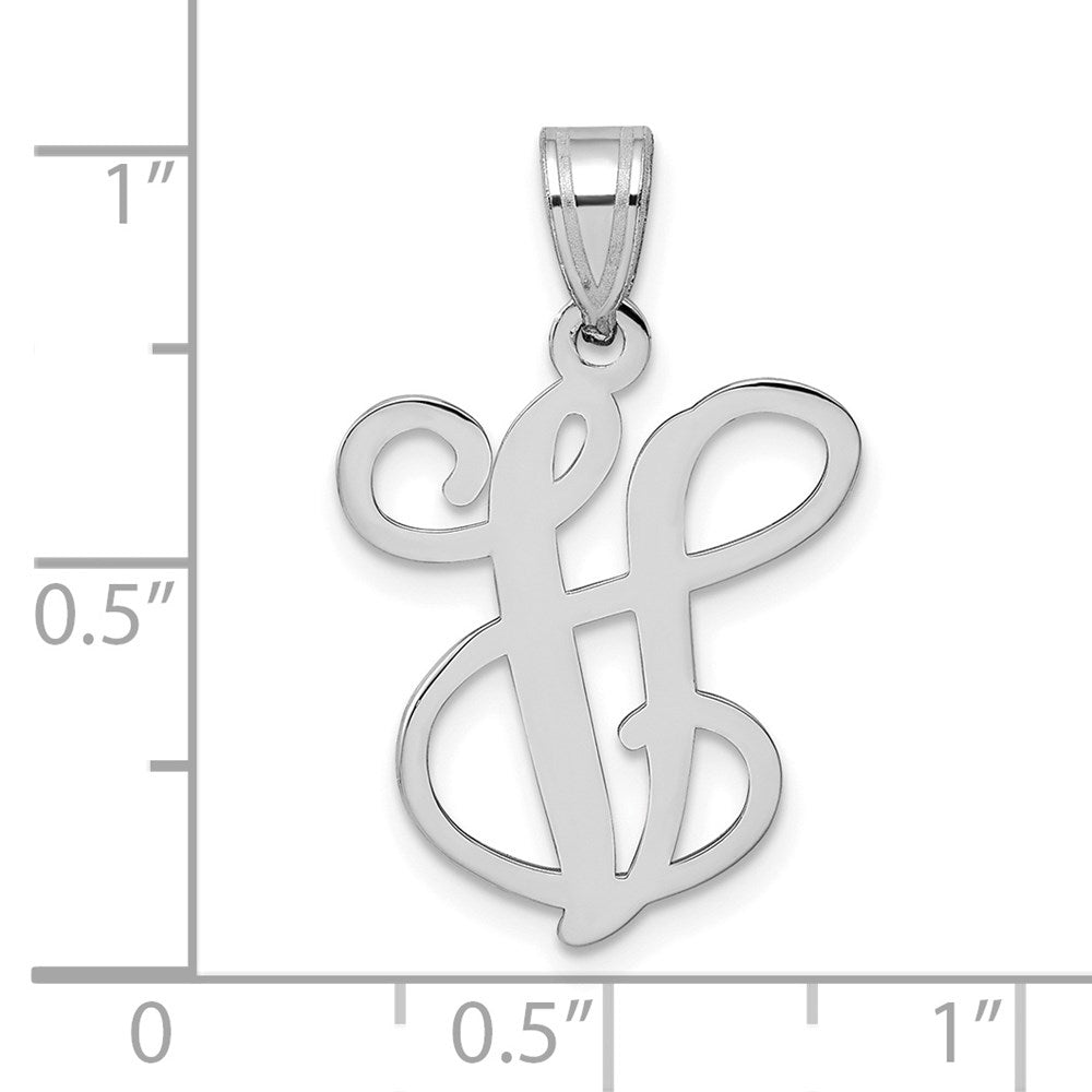 Sterling Silver Rhodium-plated Letter V Initial Pendant