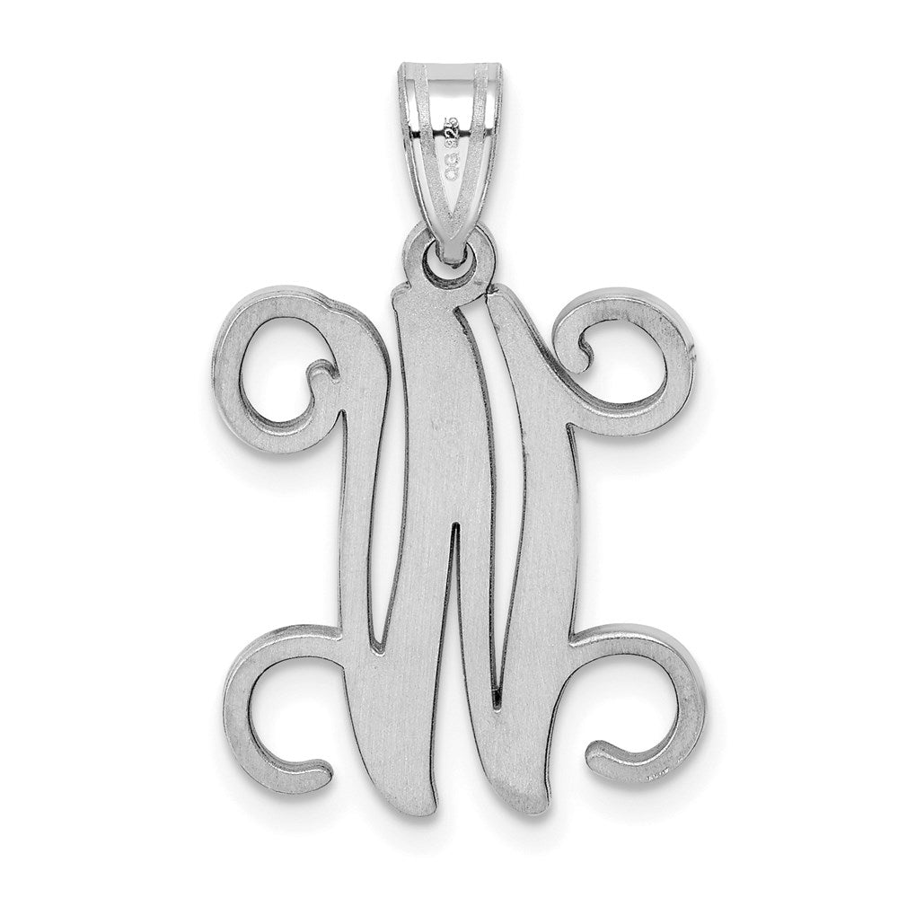Sterling Silver Rhodium-plated Letter W Initial Pendant