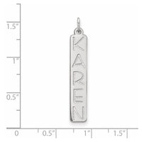 10K White Gold Large Vertical Personalized Bar Charm
