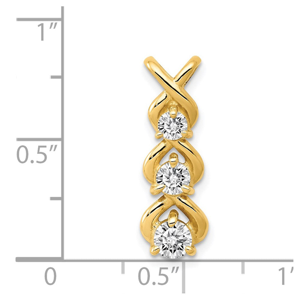 14k VS Diamond 3 Stone Criss-Cross Chain Slide