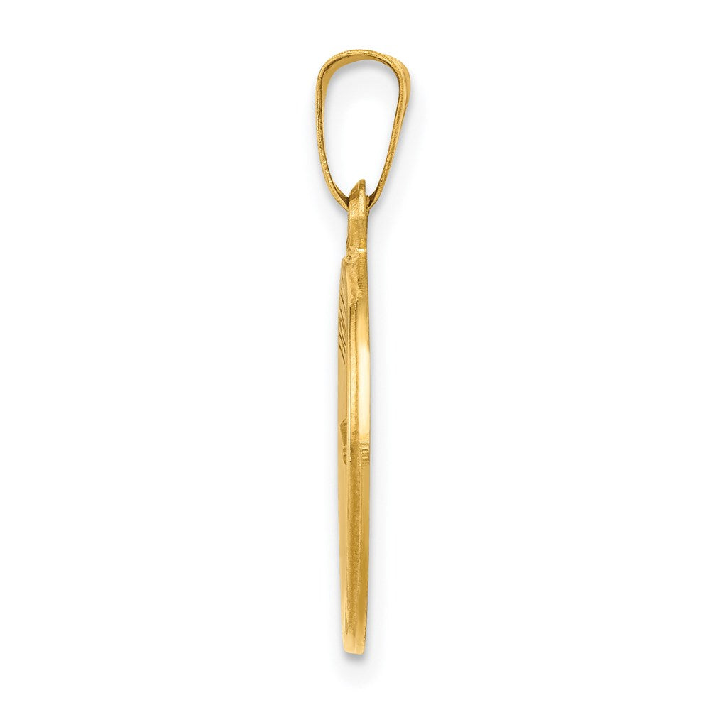 14k Yellow Gold Polished and Satin Holy Communion Medal Hollow Pendant ...
